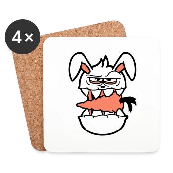 Hase Monster Böse Möhre Karotte Halloween Horror - Untersetzer (4er-Set) - Weiß - Vorne