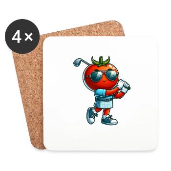 Lustige Golf-tomate Cool Swing Vibes Mit - Untersetzer (4er-Set) - Weiß - Vorne
