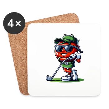 Cool drôle golf tomate avec des lunettes de soleil et - Dessous de verre (lot de 4) - blanc - Devant