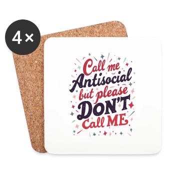 Call Me Antisocial - Coasters (set of 4) - white - Front