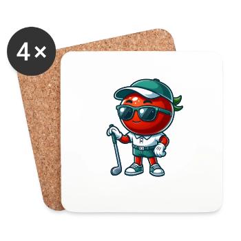 Drôle de golf tomate frange élégamment avec des nuances - Dessous de verre (lot de 4) - blanc - Devant