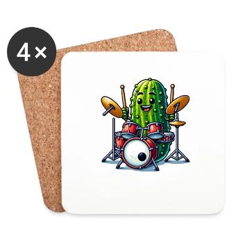 Funny Drums Pickle Beats Happy Music - Coasters (set of 4) - white - Front