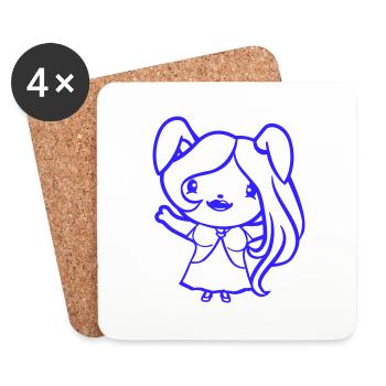 Bunny Girl Jolie Femme Bunny Ondulant Cheveux Longs - Dessous de verre (lot de 4) - blanc - Devant