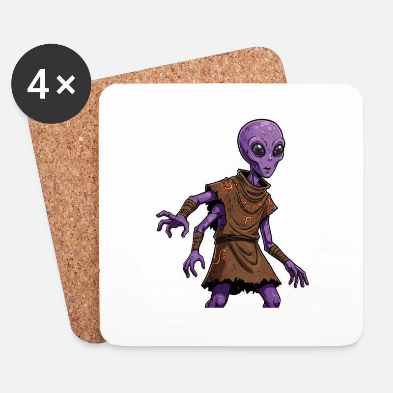 Alien 1 - Untersetzer (4er-Set) - Weiß