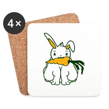 Rabbit Carrot Carrot Eating Mouth Hunger Obesity - Coasters (set of 4) - white - Front