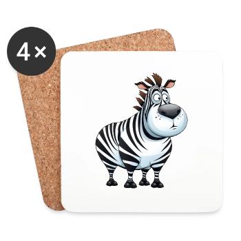 Molliges Zebra - dicke Tiere - Untersetzer (4er-Set) - Weiß - Vorne