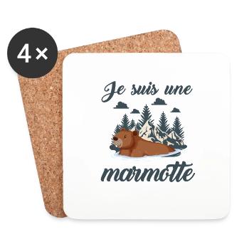 Je suis une marmotte - Dessous de verre (lot de 4) - blanc - Devant