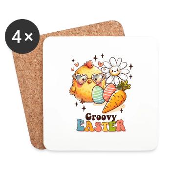 Ostern Osterhase Ostern Ostern Sonntag Osterei Frühling - Untersetzer (4er-Set) - Weiß - Vorne