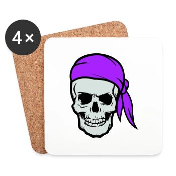 crâne pirate - Dessous de verre (lot de 4) - blanc - Devant