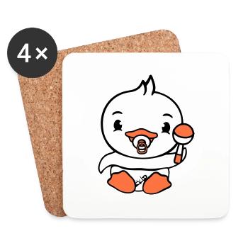 Duck Baby Child Rattle Diaper Cute Pacifier - Coasters (set of 4) - white - Front
