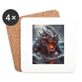 Akugyo Monstre marin démoniaque aux yeux brillants et r - Dessous de verre (lot de 4) - blanc - Devant