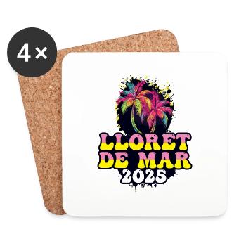 Lloret De Mar 2025 Urlaub Palmen - Untersetzer (4er-Set) - Weiß - Vorne