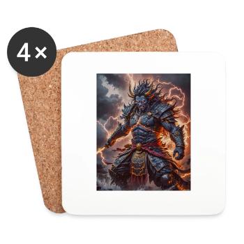 Susanoo japanese Fierce storm god wielding sword - Coasters (set of 4) - white - Front