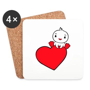 Duck Sitting On Big Heart Valentine's Day Love Sweet - Coasters (set of 4) - white - Front