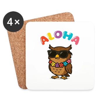 eule sonnenbrille aloha - Untersetzer (4er-Set) - Weiß - Vorne