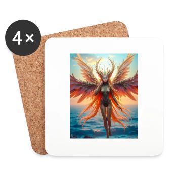 Alkonost, oiseau mythique slave à la voix divine - Dessous de verre (lot de 4) - blanc - Devant