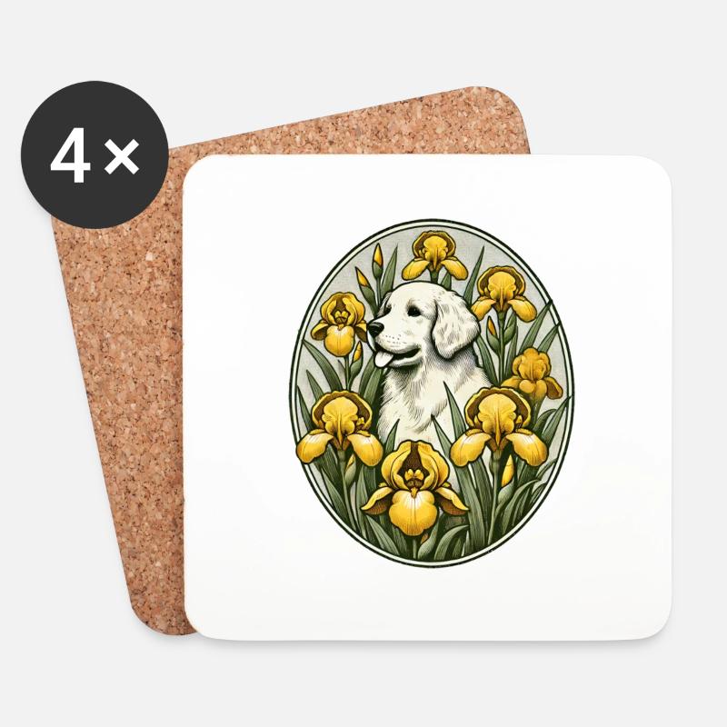 Golden Retriever - Untersetzer (4er-Set) - Weiß