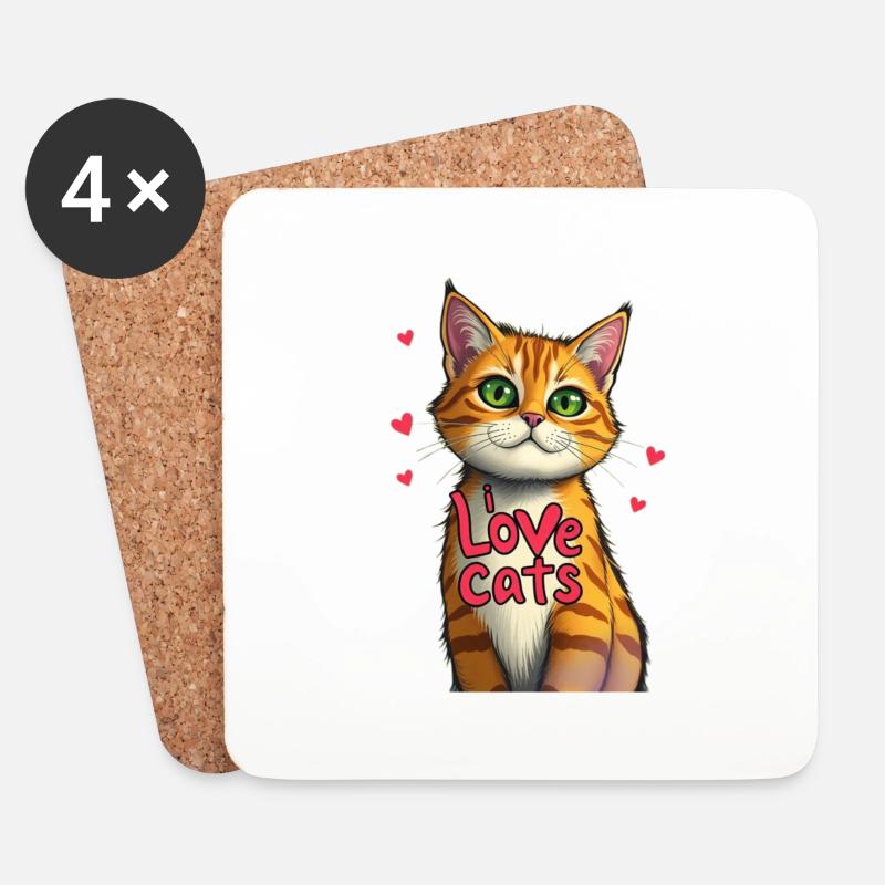 I love cats pic - Untersetzer (4er-Set) - Weiß