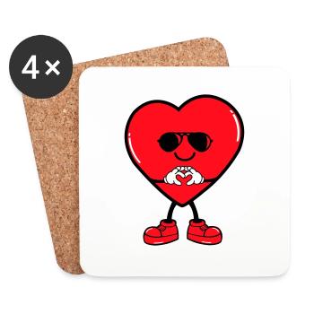 Bande dessinée Coeur - Dessous de verre (lot de 4) - blanc - Devant
