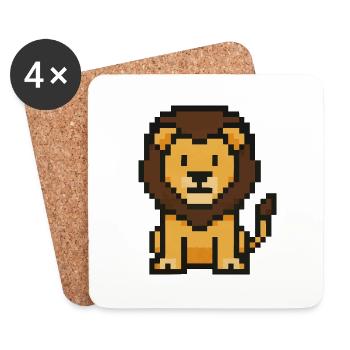 Lion Pixel - Dessous de verre (lot de 4) - blanc - Devant