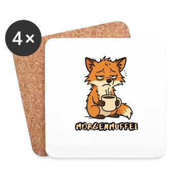 Kaffee Fuchs T-Shirt Lustig Morgenmuffel Spruch - Untersetzer (4er-Set) - Weiß - Vorne