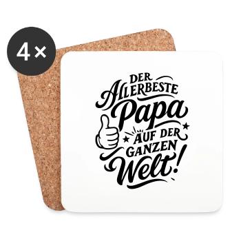 Der Allerbeste Papa Vatertag Spruch - Untersetzer (4er-Set) - Weiß - Vorne
