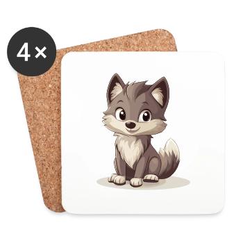 kleiner Wolf - Untersetzer (4er-Set) - Weiß - Vorne