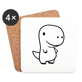 dinosaure - Dessous de verre (lot de 4) - blanc - Devant