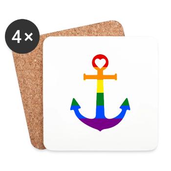 Rainbow Anchor - Coasters (set of 4) - white - Front