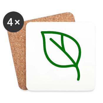 Line Art Leaf – Minimalist Plant Motif - Coasters (set of 4) - white - Front