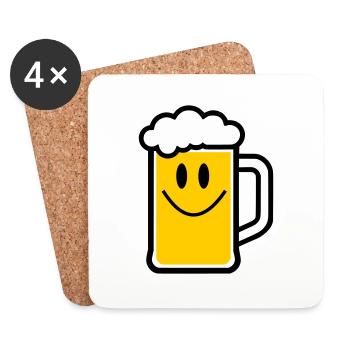 Bier-Gesicht - Untersetzer (4er-Set) - Weiß - Vorne