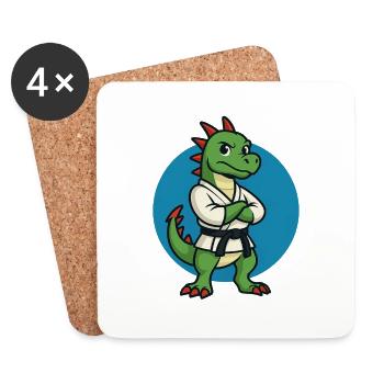 Karate Drache - Kampfsport, Cartoon - Untersetzer (4er-Set) - Weiß - Vorne