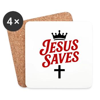 Jesus Rettet Kreuz - Untersetzer (4er-Set) - Weiß - Vorne