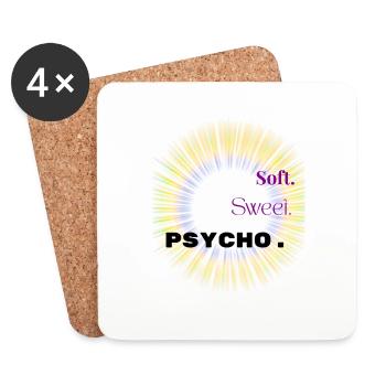 Soft Sweet Psycho Shirt – Y2K Baddie Aesthetic - Coasters (set of 4) - white - Front