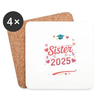 Fière sœur d’un diplômé de 2025 - Dessous de verre (lot de 4) - blanc - Devant