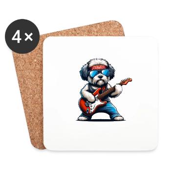 Guitare électrique Cool Bolonka Rocks Your Life - Dessous de verre (lot de 4) - blanc - Devant