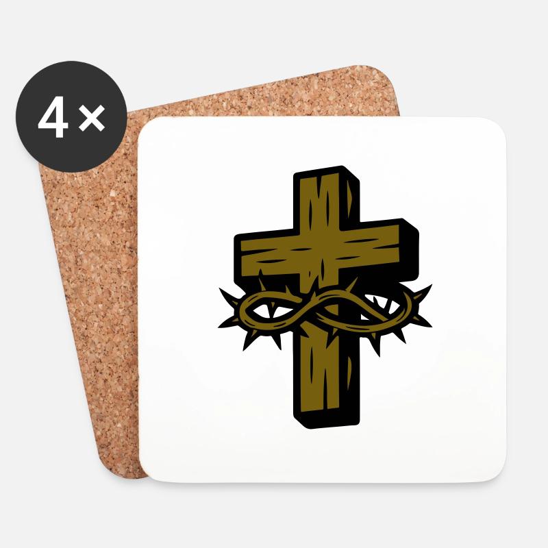 Kreuz Dornenkrone Symbol - Untersetzer (4er-Set) - Weiß