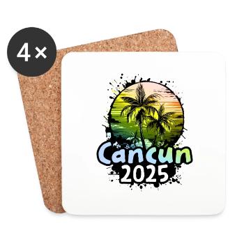 Cancun 2025 Holiday Palms - Coasters (set of 4) - white - Front