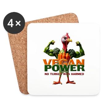 Vegan Power Turkey - Untersetzer (4er-Set) - Weiß - Vorne