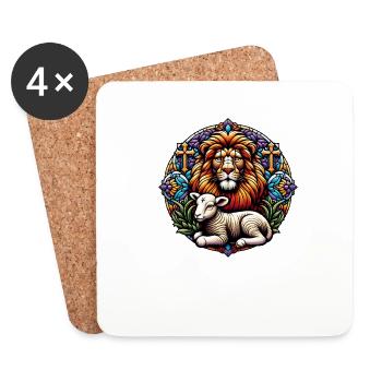 Christian Clothing Lion And Lamb - Coasters (set of 4) - white - Front