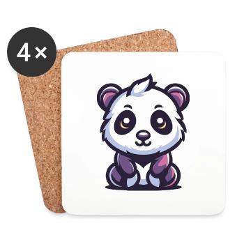 Panda doux - Dessous de verre (lot de 4) - blanc - Devant