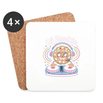 Noël DJ Cookie Party Beat - Dessous de verre (lot de 4) - blanc - Devant