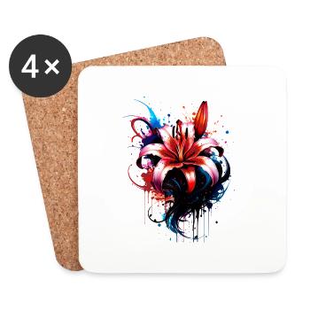 ink,hibiscus,illustration,painting,graffiti,flower - Coasters (set of 4) - white - Front