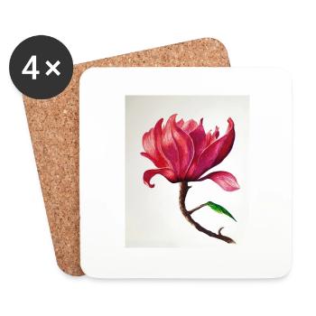 Magnolie - Untersetzer (4er-Set) - Weiß - Vorne