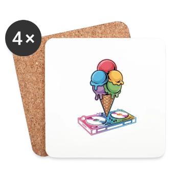 Dj Cream Turntable Artwork - Dessous de verre (lot de 4) - blanc - Devant