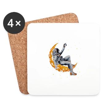 Reveur d'étoile Astronaute sur la Lune - Dessous de verre (lot de 4) - blanc - Devant