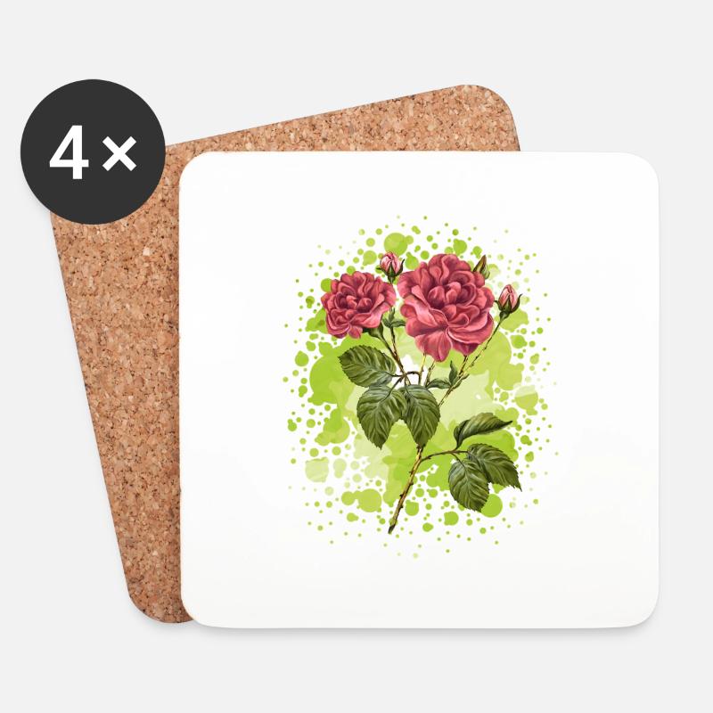Blumen - Untersetzer (4er-Set) - Weiß