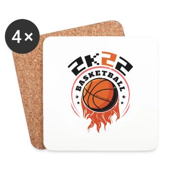 2K22 Basketball - Flammender Reifen Design - Untersetzer (4er-Set) - Weiß - Vorne