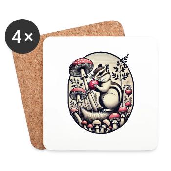 Chipmunk Eating a Turnip Illustration - Coasters (set of 4) - white - Front