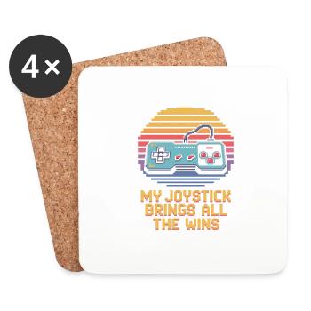 Mon joystick apporte toutes les victoires rétro - Dessous de verre (lot de 4) - blanc - Devant